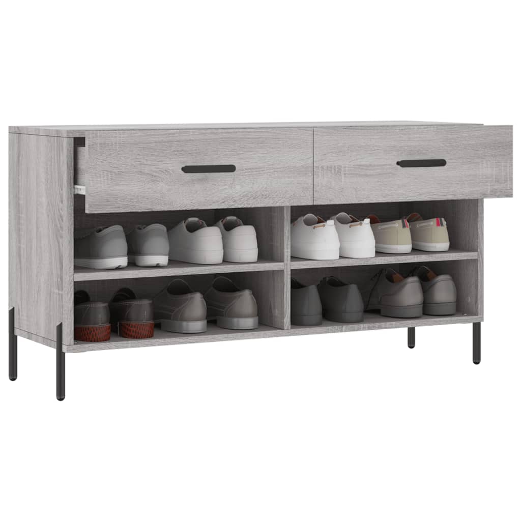 Klupa za cipele siva boja hrasta 102x35x55 cm konstruirano drvo