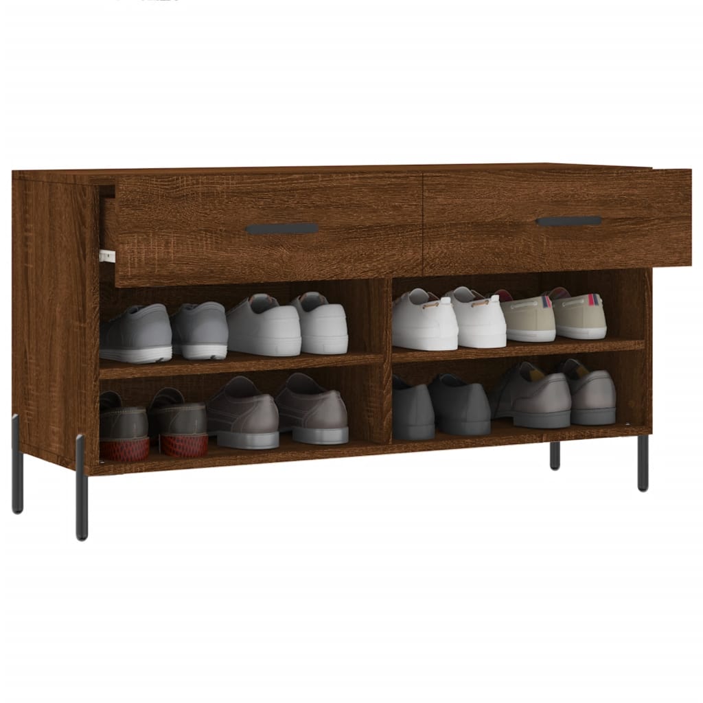 Klupa za cipele smeđa boja hrasta 102x35x55cm konstruirano drvo