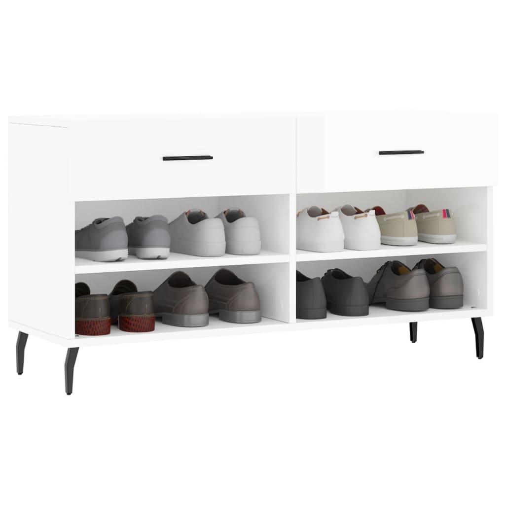 Klupa za cipele sjajna bijela 102x35x55 cm konstruirano drvo