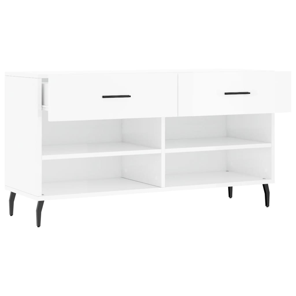 Klupa za cipele sjajna bijela 102x35x55 cm konstruirano drvo
