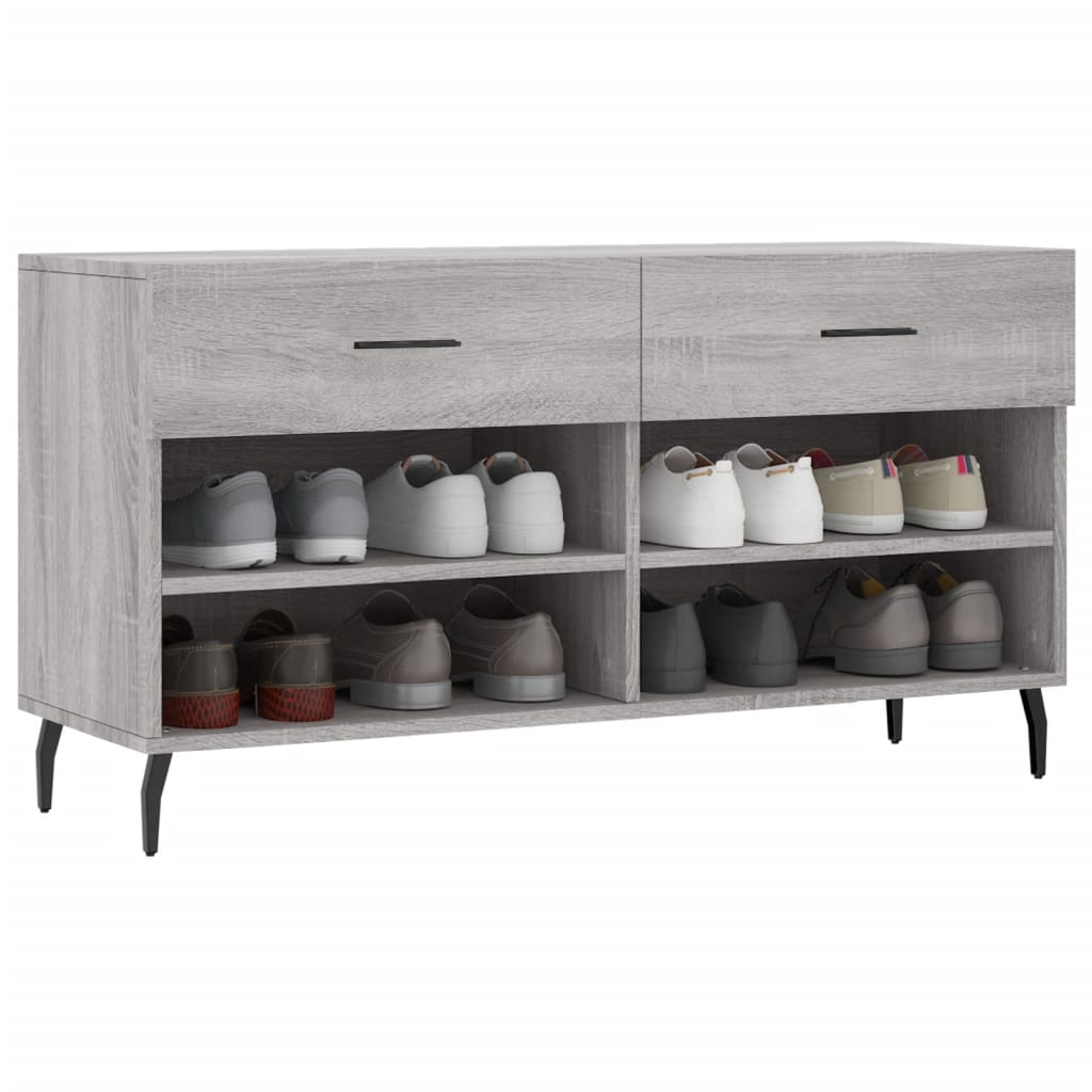 Klupa za cipele siva boja hrasta 102x35x55 cm konstruirano drvo