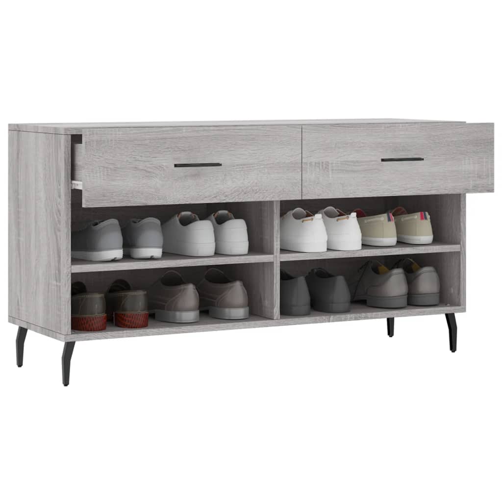 Klupa za cipele siva boja hrasta 102x35x55 cm konstruirano drvo