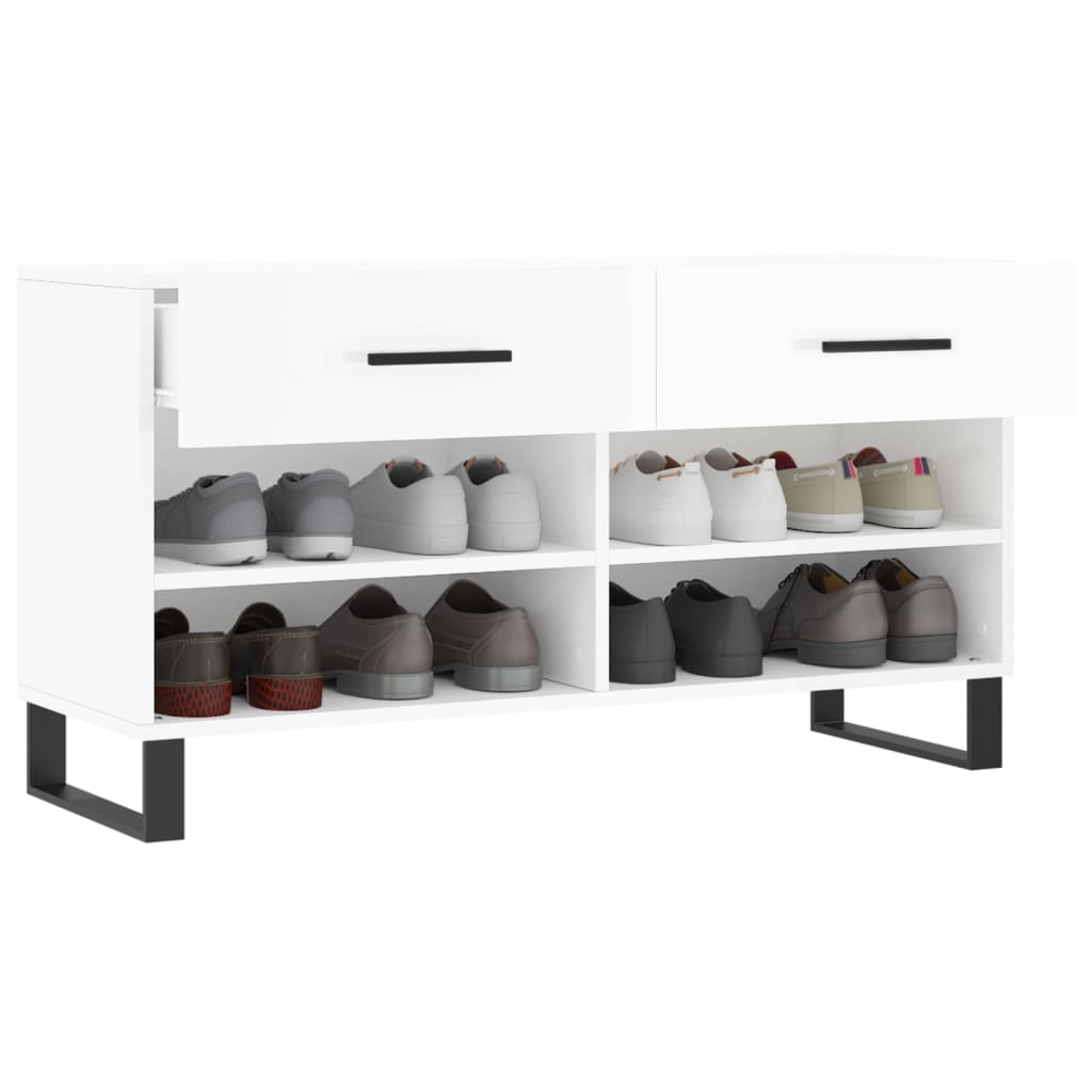Klupa za cipele sjajna bijela 102x35x55 cm konstruirano drvo