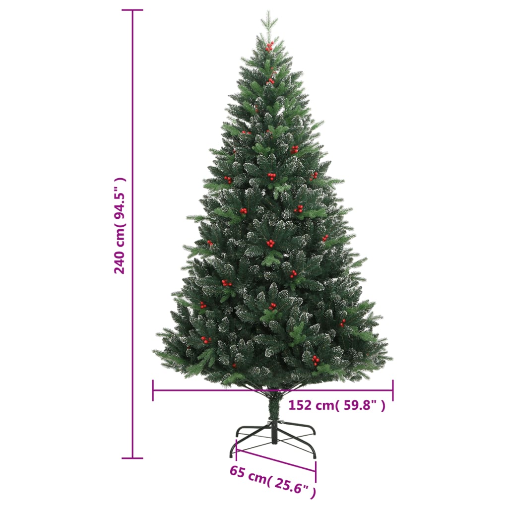 Umjetno božićno drvce sa šarkama i crvenim bobicama 240 cm