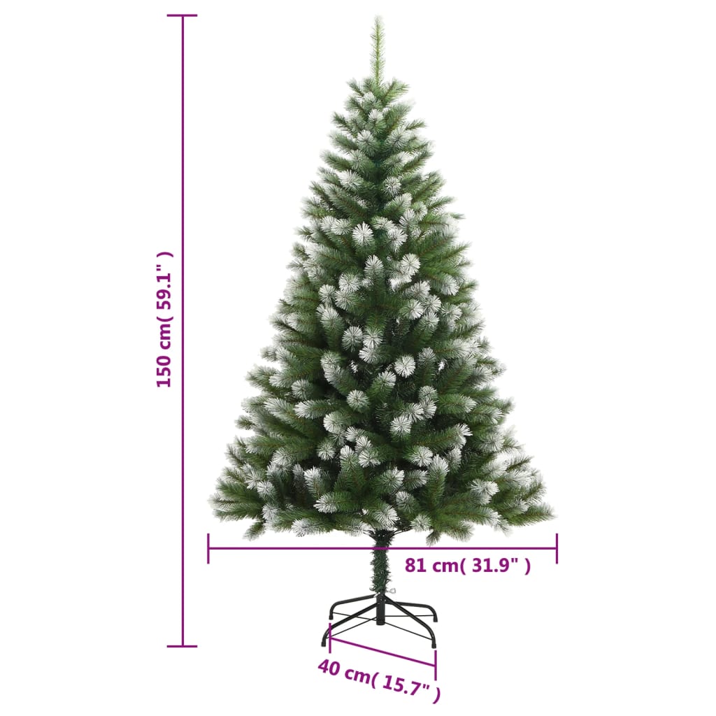 Umjetno božićno drvce na šarkama i snijegom 150 cm