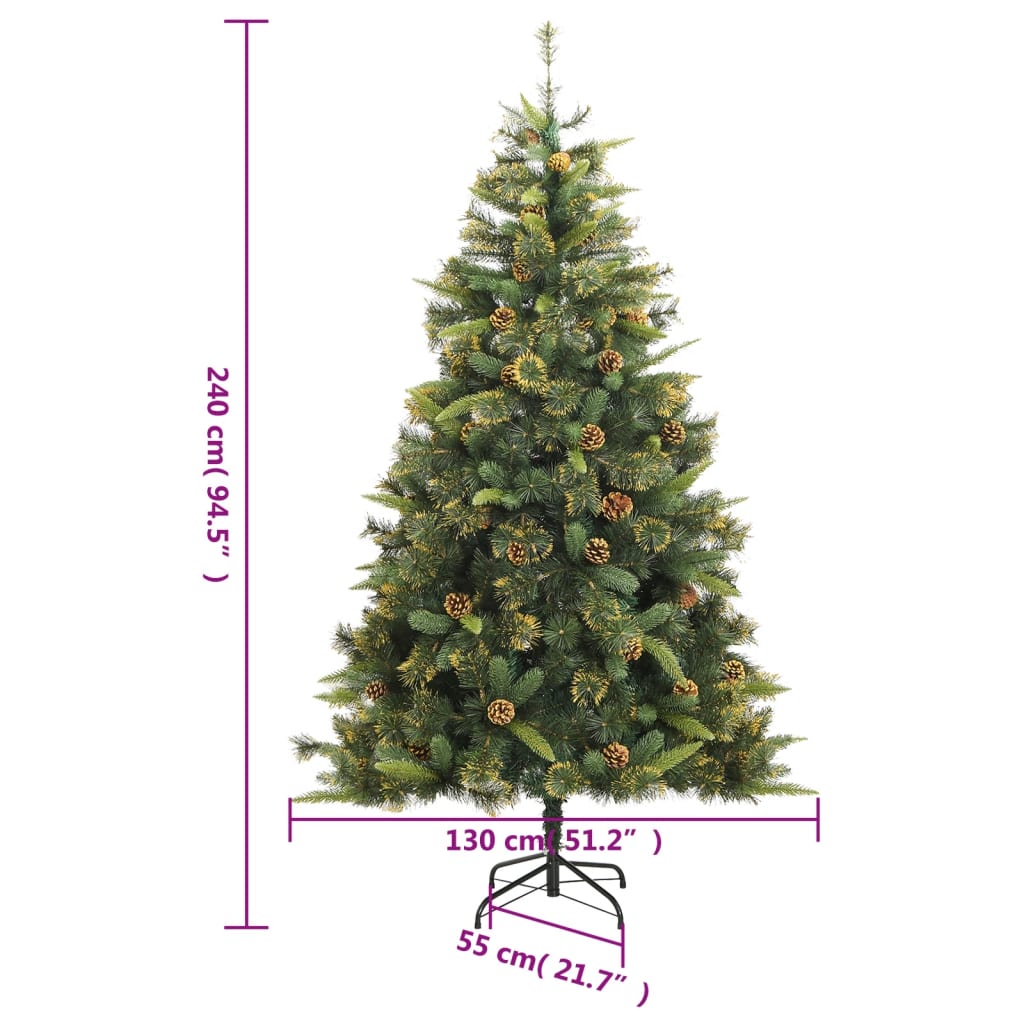 Umjetno božićno drvce sa šarkama i šiškama 240 cm