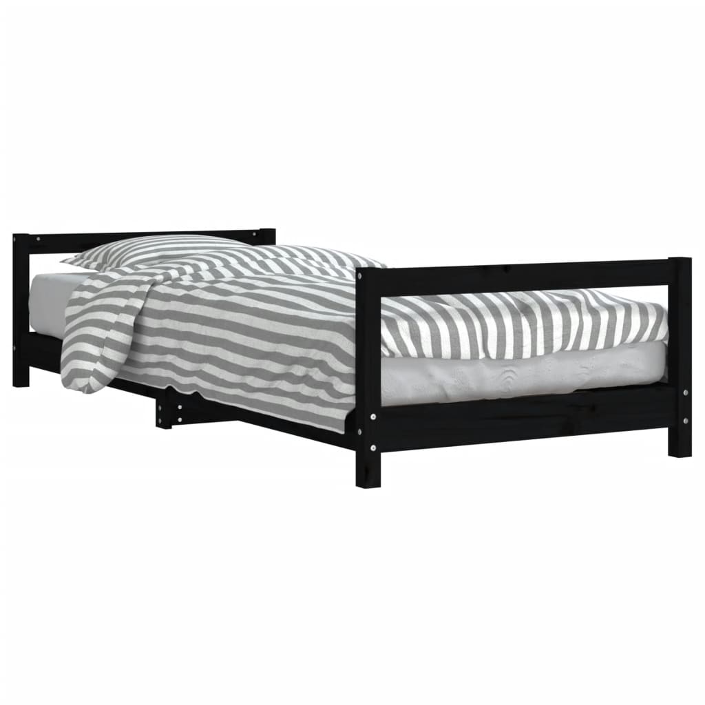 Okvir za dječji krevet crni 90 x 190 cm od masivne borovine