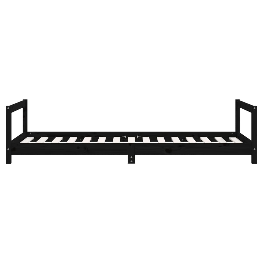 Okvir za dječji krevet crni 90 x 190 cm od masivne borovine
