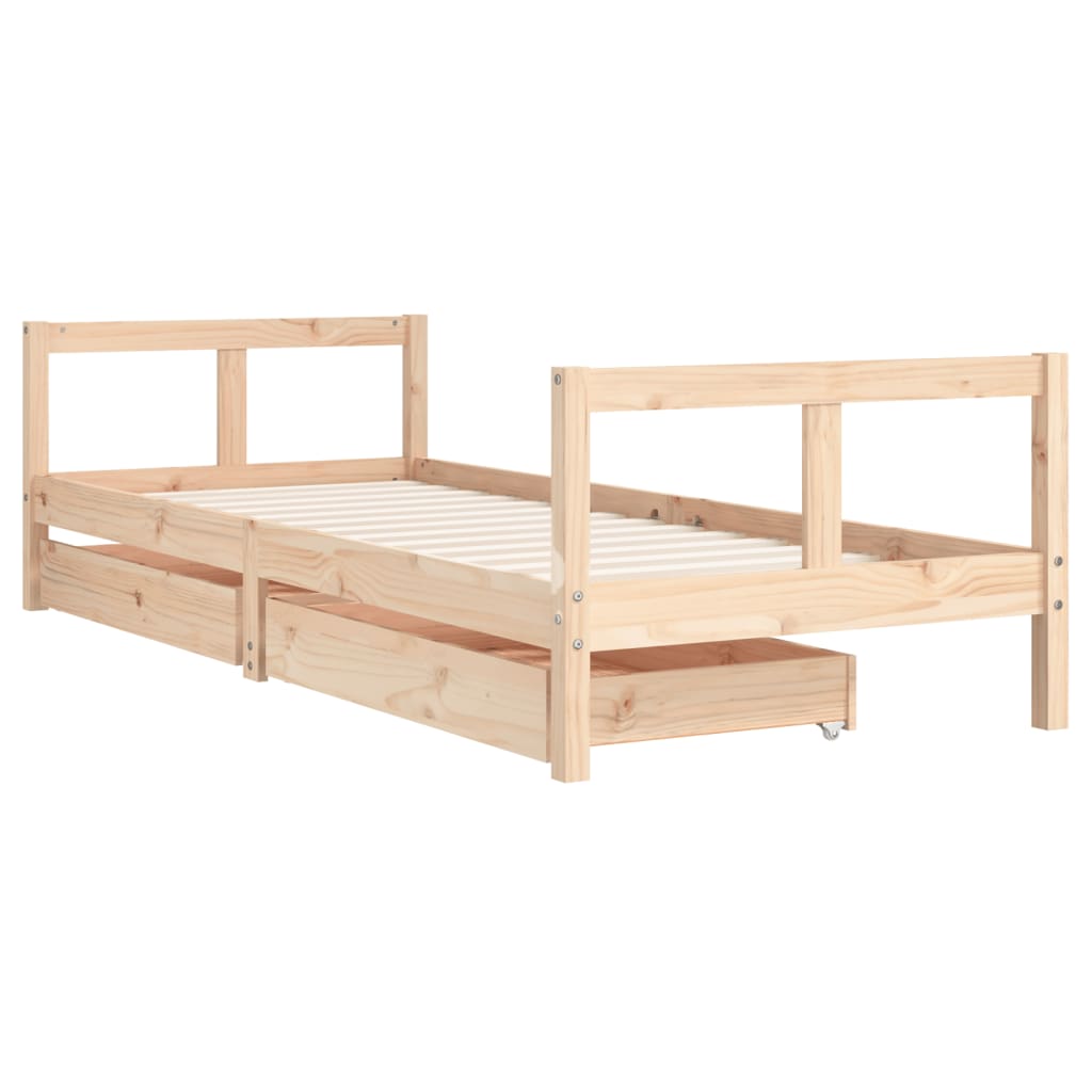 Okvir za dječji krevet s ladicama 80 x 200 cm masivna borovina