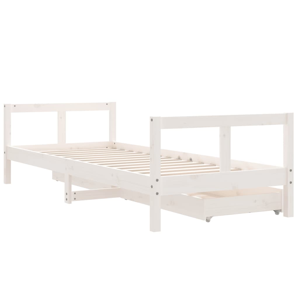Okvir za dječji krevet s ladicama bijeli 80x200 cm od borovine