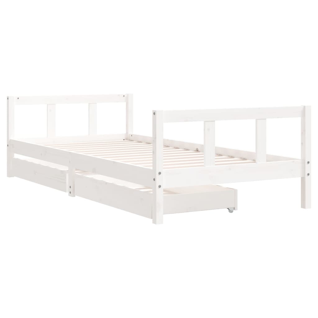 Okvir za dječji krevet s ladicama bijeli 90 x 200 cm borovina