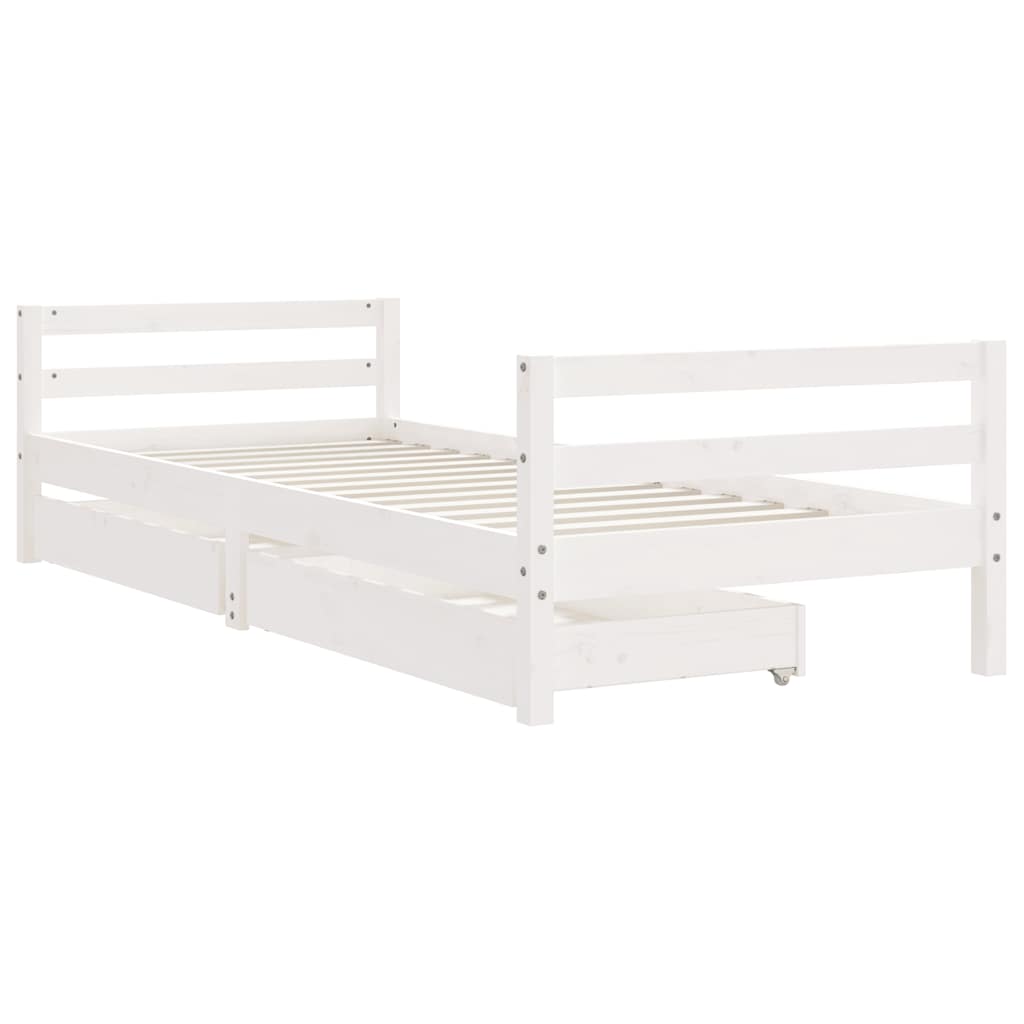 Okvir za dječji krevet s ladicama bijeli 80x200 cm od borovine