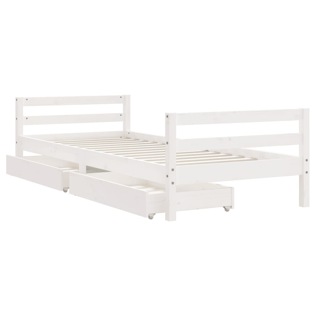 Okvir za dječji krevet s ladicama bijeli 80x200 cm od borovine