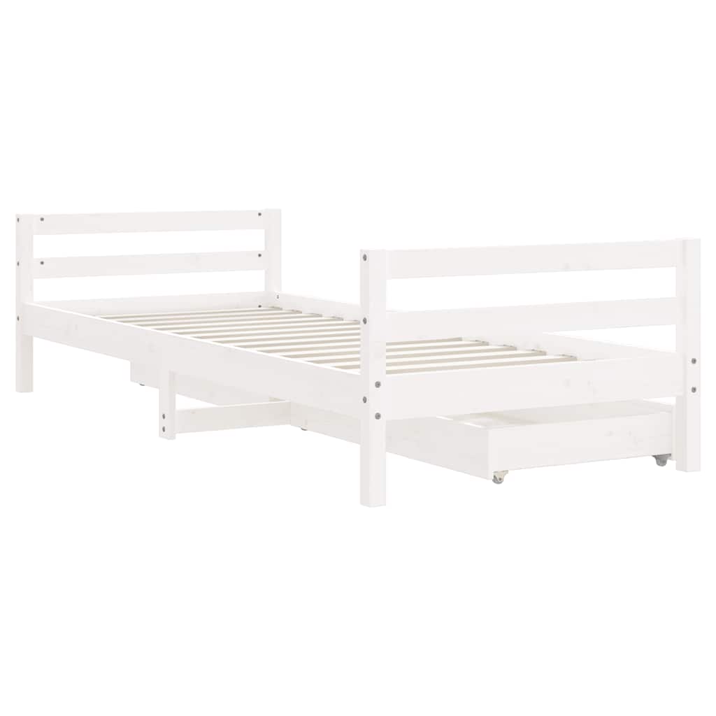 Okvir za dječji krevet s ladicama bijeli 80x200 cm od borovine
