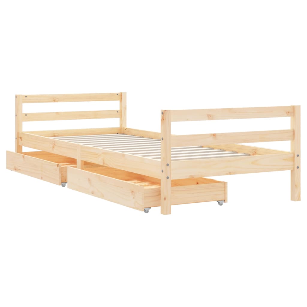 Okvir za dječji krevet s ladicama 90x200 cm od masivne borovine