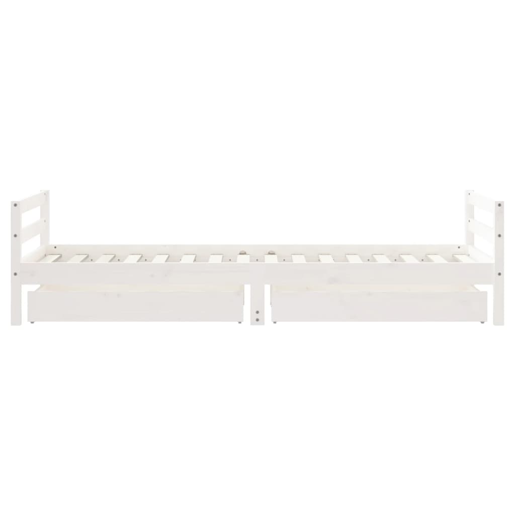 Okvir za dječji krevet s ladicama bijeli 90 x 200 cm borovina