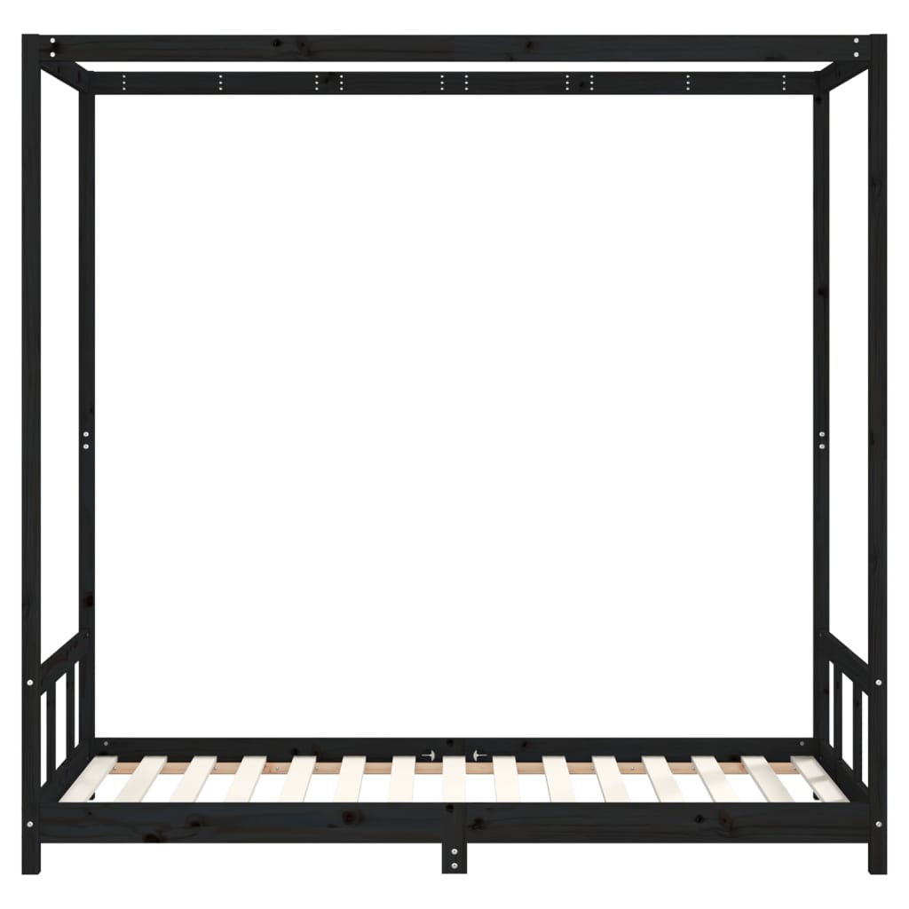 Okvir za dječji krevet crni 90 x 190 cm od masivne borovine