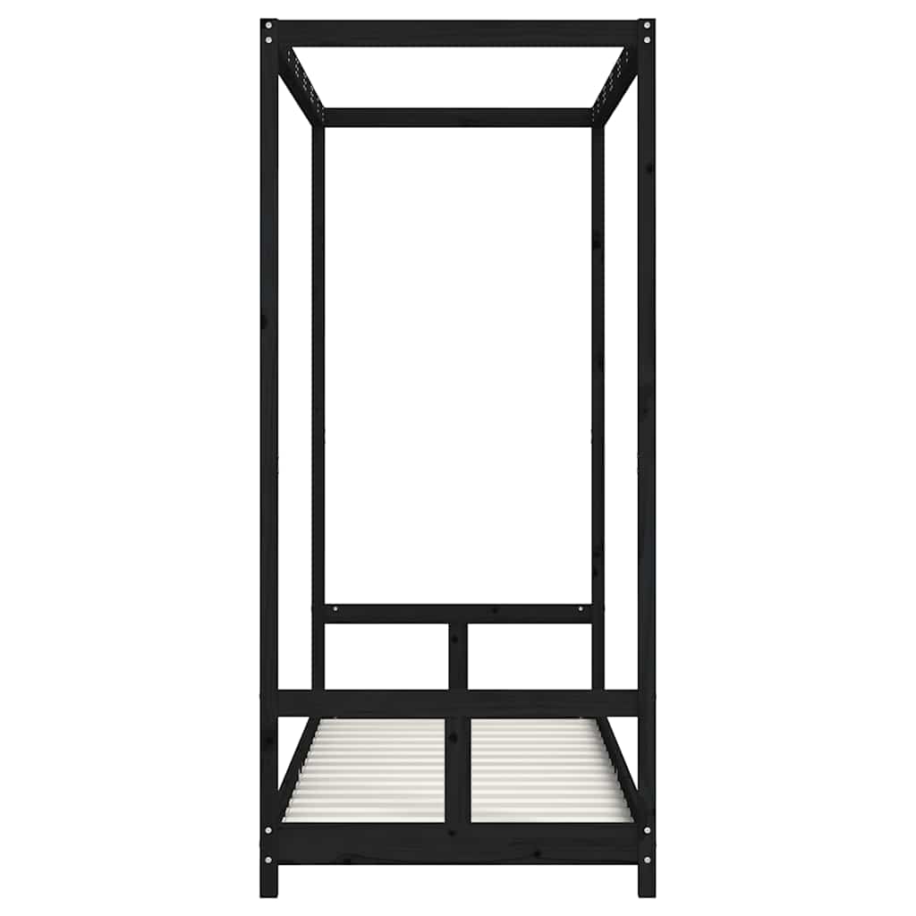 Okvir za dječji krevet crni 80 x 200 cm od masivne borovine