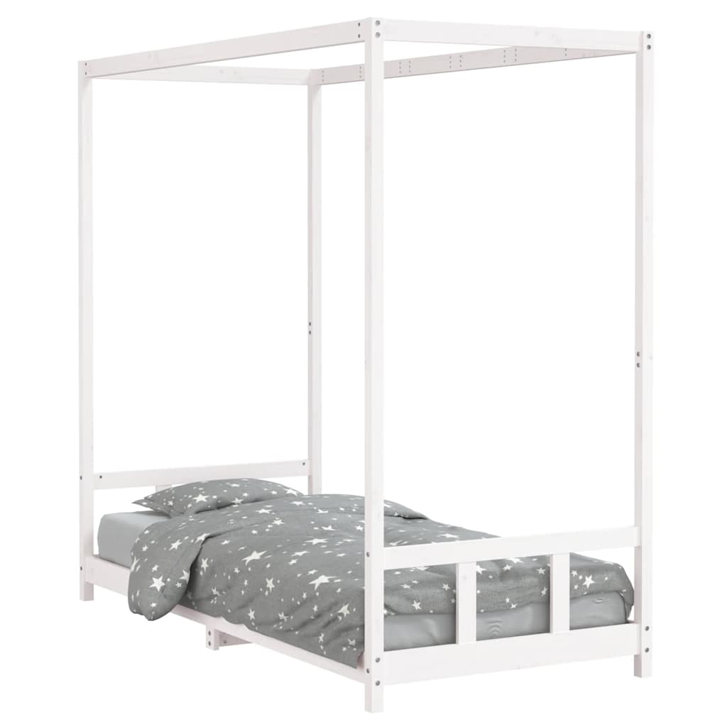 Okvir za dječji krevet bijeli 90 x 200 cm od masivne borovine