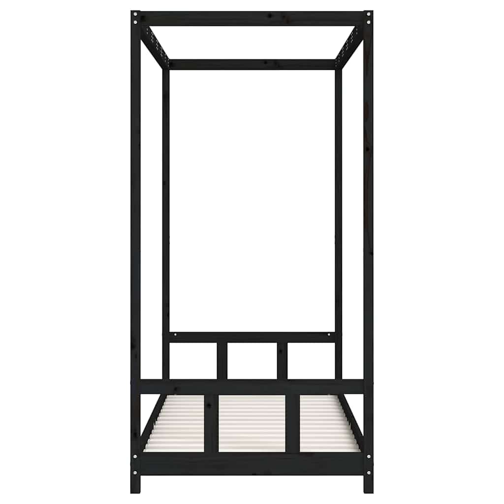 Okvir za dječji krevet crni 90 x 200 cm od masivne borovine