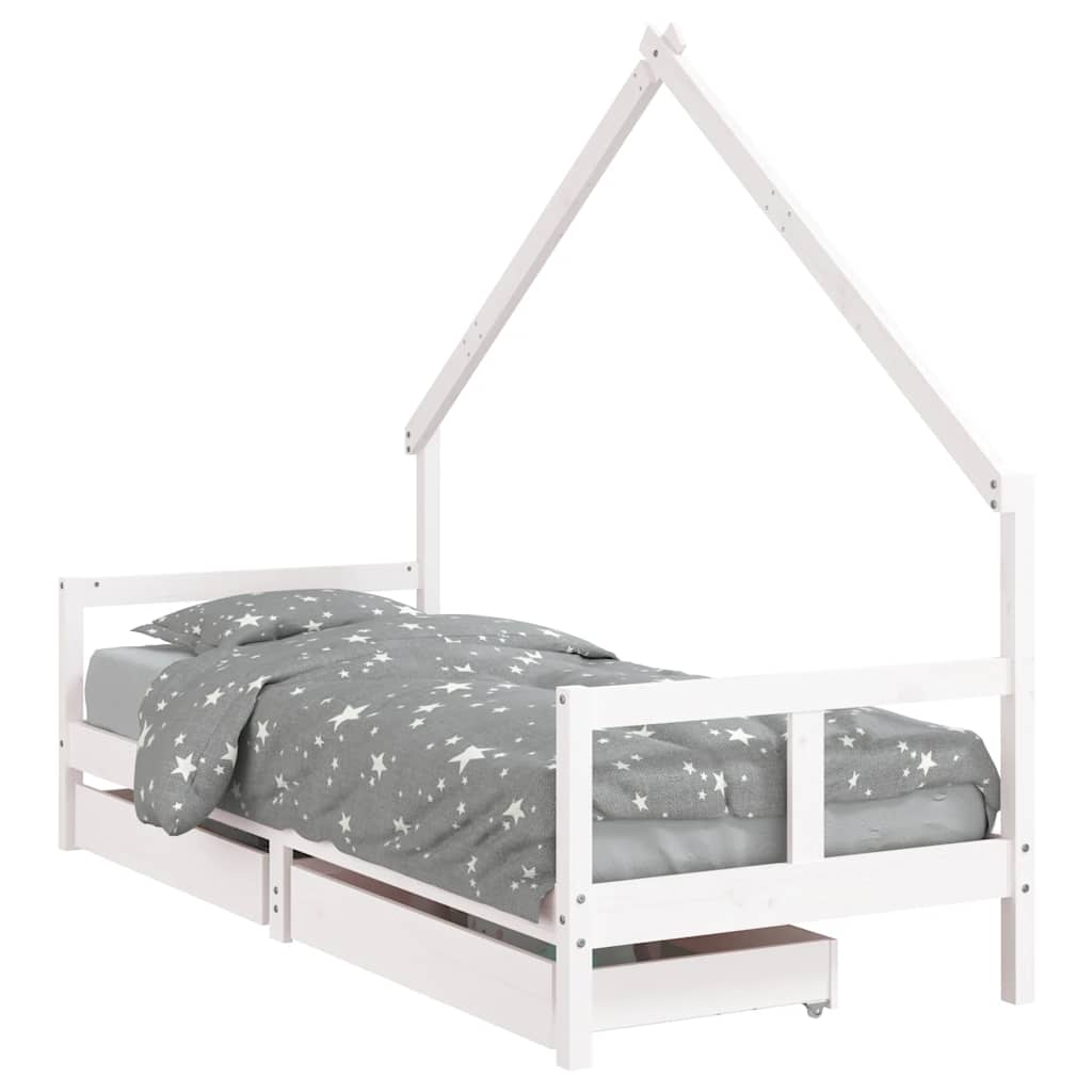 Okvir za dječji krevet s ladicama bijeli 80x200 cm od borovine