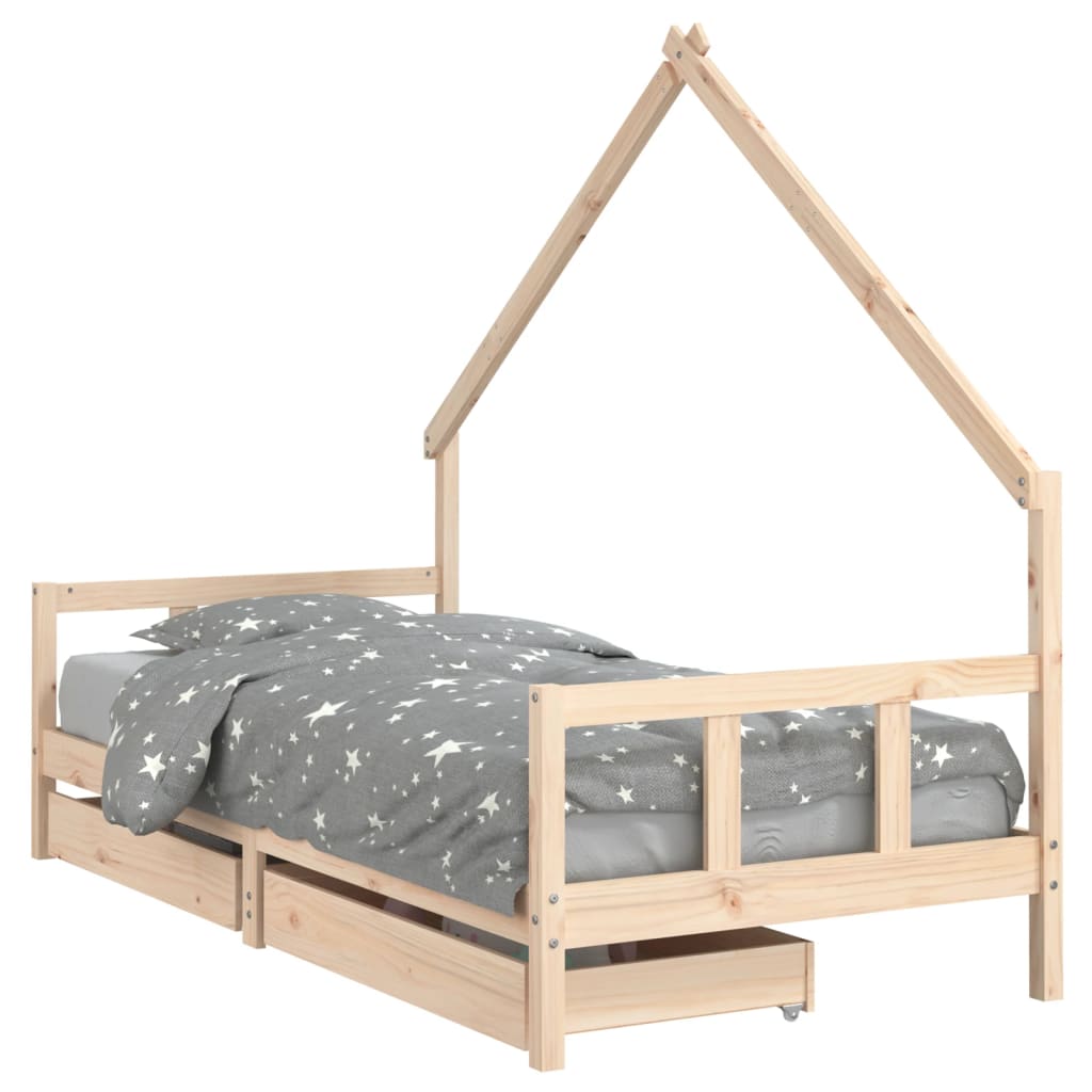 Okvir za dječji krevet s ladicama 90x200 cm od masivne borovine