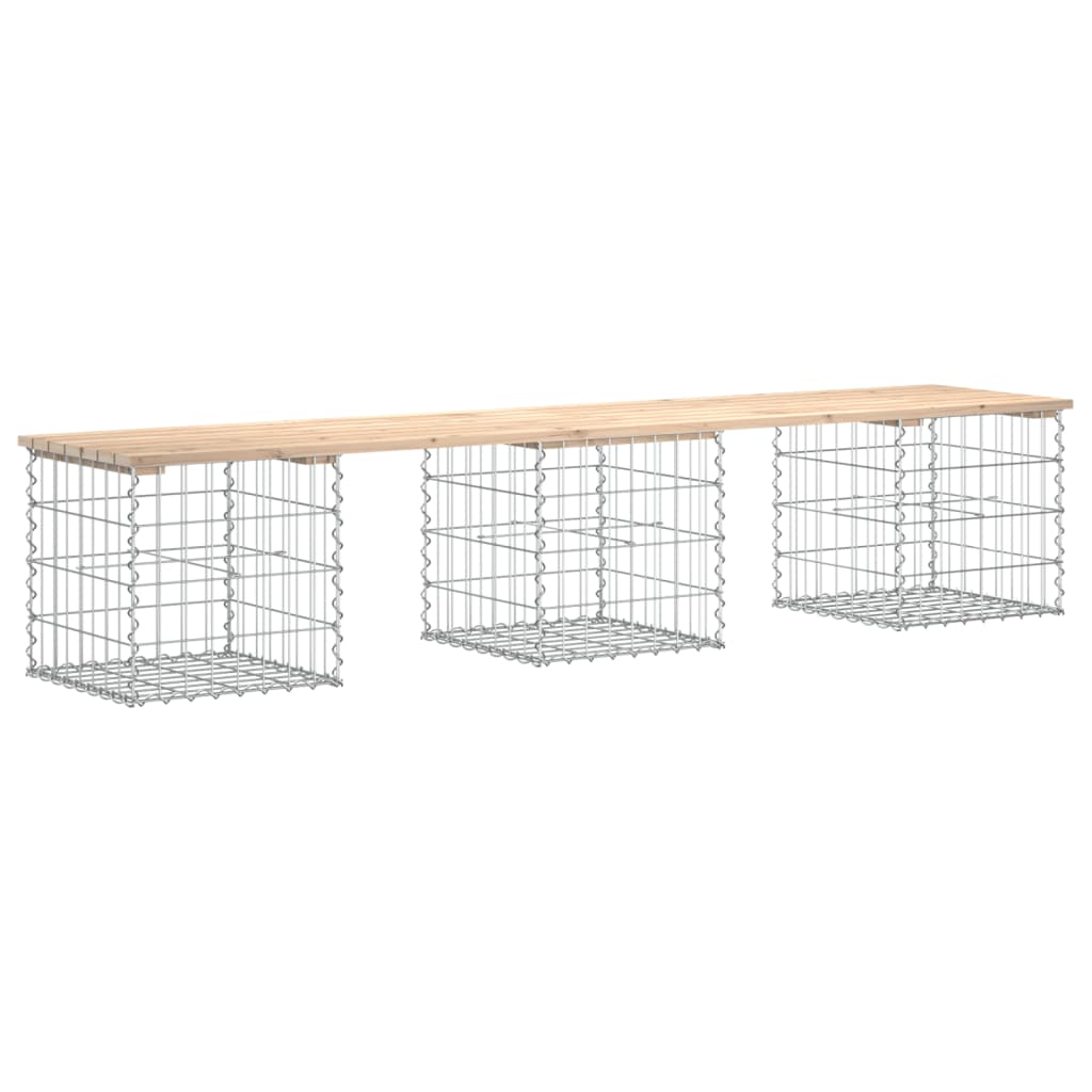 Vrtna klupa s gabionskim dizajnom 203x44x42 cm masivna borovina