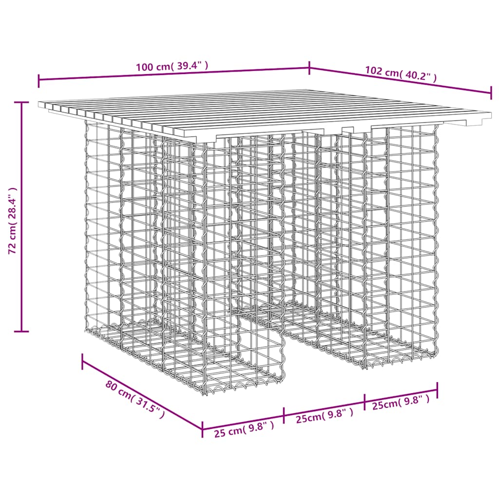 Vrtni stol Gabion dizajn 100x102x72 cm Masivno drvo Bor