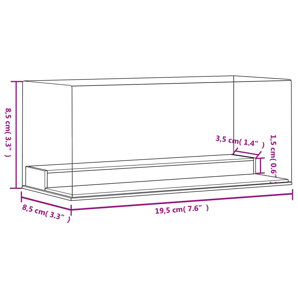 Kutija za izlaganje prozirna 19,5 x 8,5 x 8,5 cm akrilna