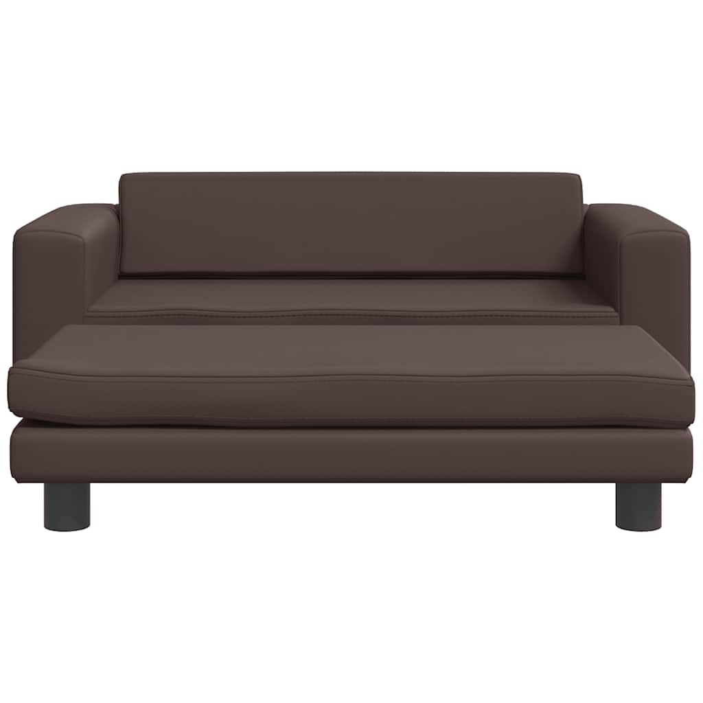Dječja sofa s tabureom smeđa 100 x 50 x 30 cm od umjetne kože