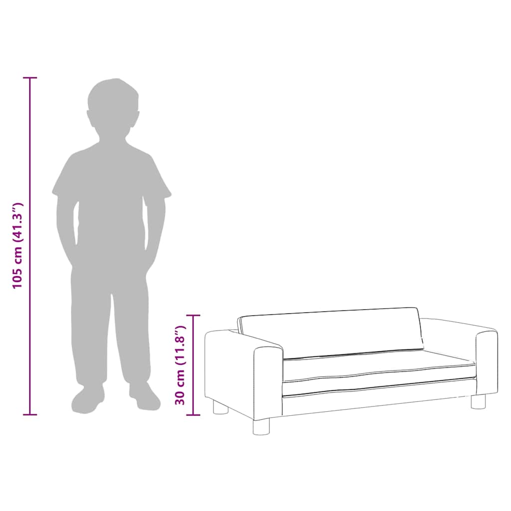 Dječja sofa s tabureom smeđa 100 x 50 x 30 cm od umjetne kože