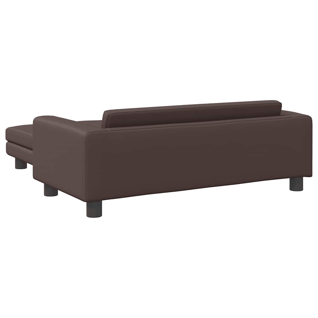 Dječja sofa s tabureom smeđa 100 x 50 x 30 cm od umjetne kože