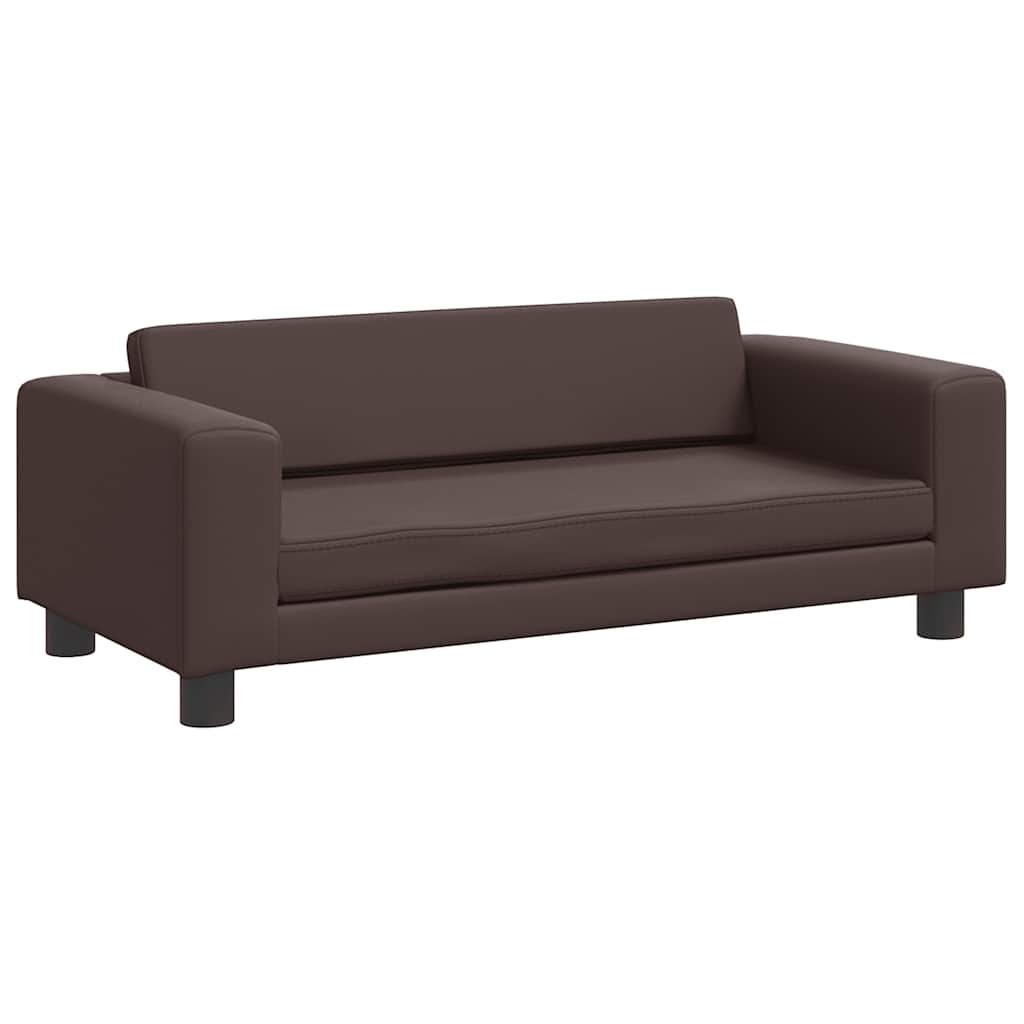 Dječja sofa s tabureom smeđa 100 x 50 x 30 cm od umjetne kože