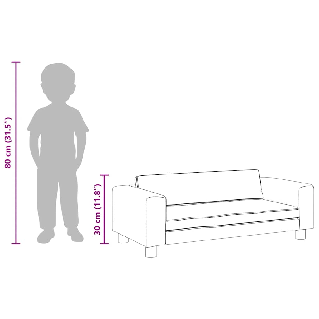 Dječja sofa s tabureom smeđa 100 x 50 x 30 cm od umjetne kože