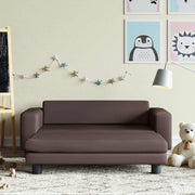 Dječja sofa s tabureom smeđa 100 x 50 x 30 cm od umjetne kože