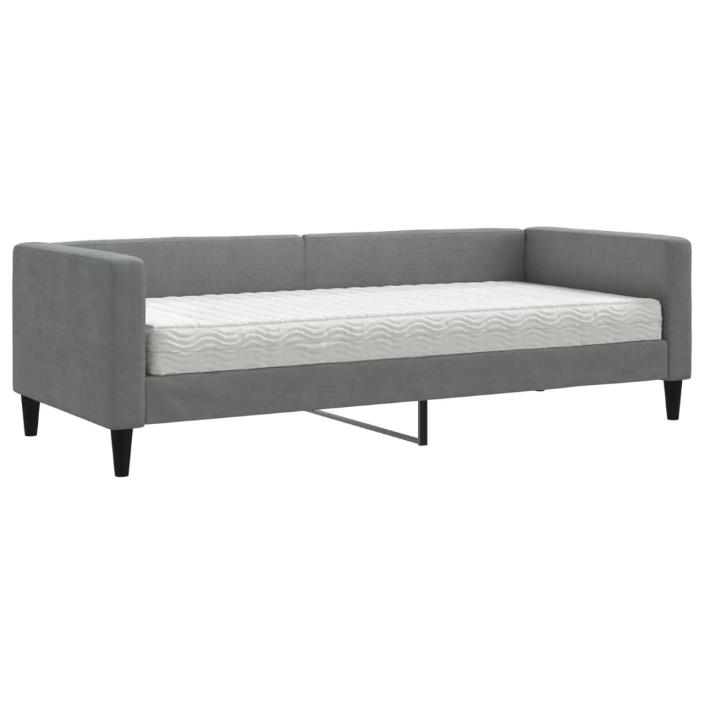Dnevni krevet s madracem tamnosivi 80 x 200 cm od tkanine