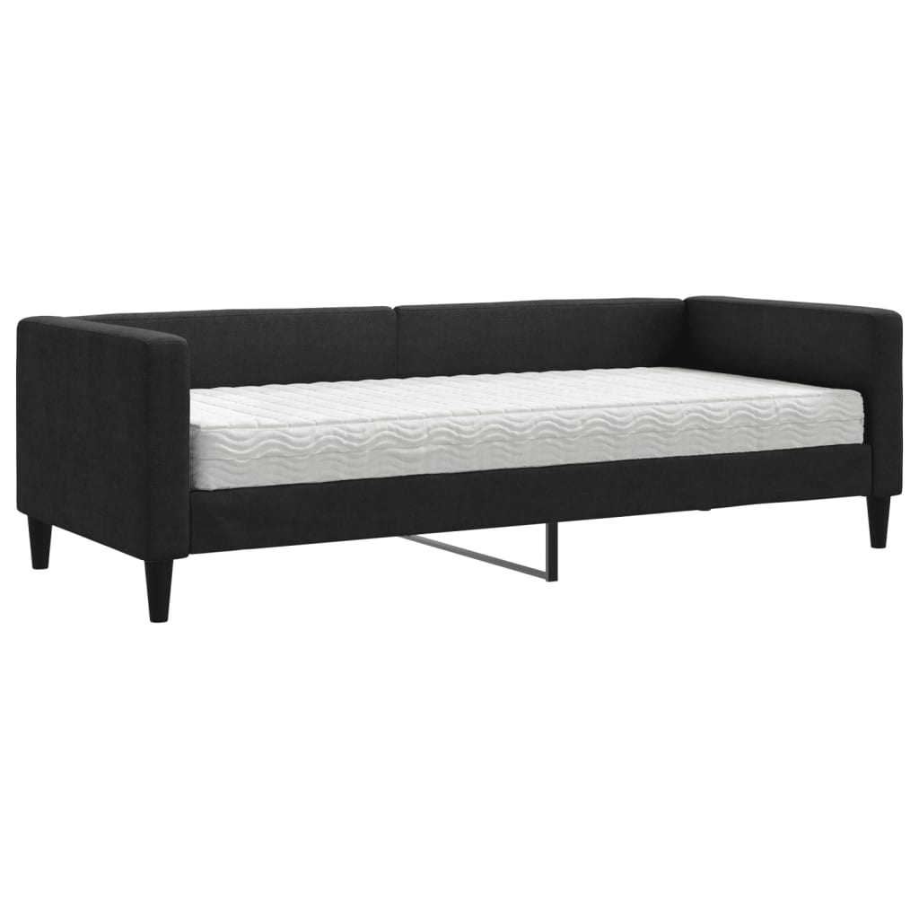 Dnevni krevet s madracem crni 80 x 200 cm od tkanine