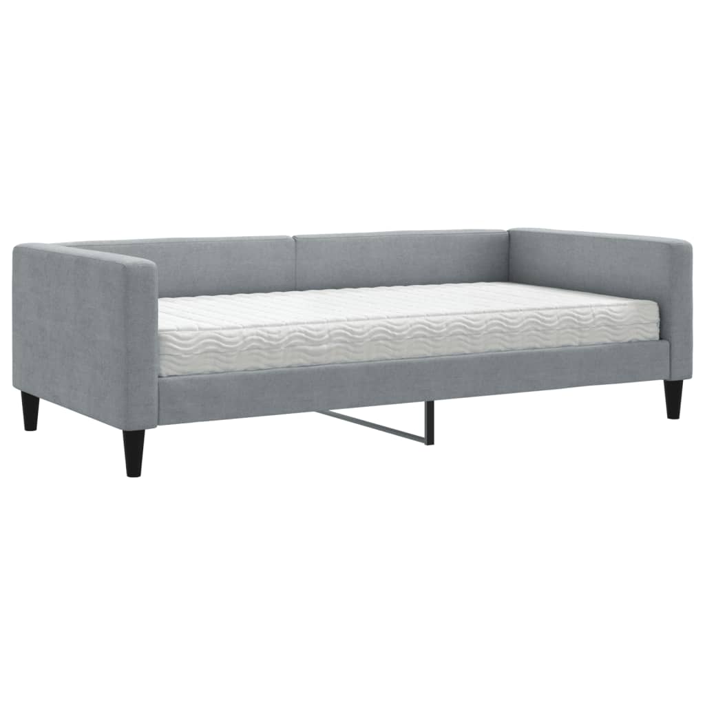 Dnevni krevet s madracem svjetlosivi 100 x 200 cm od tkanine