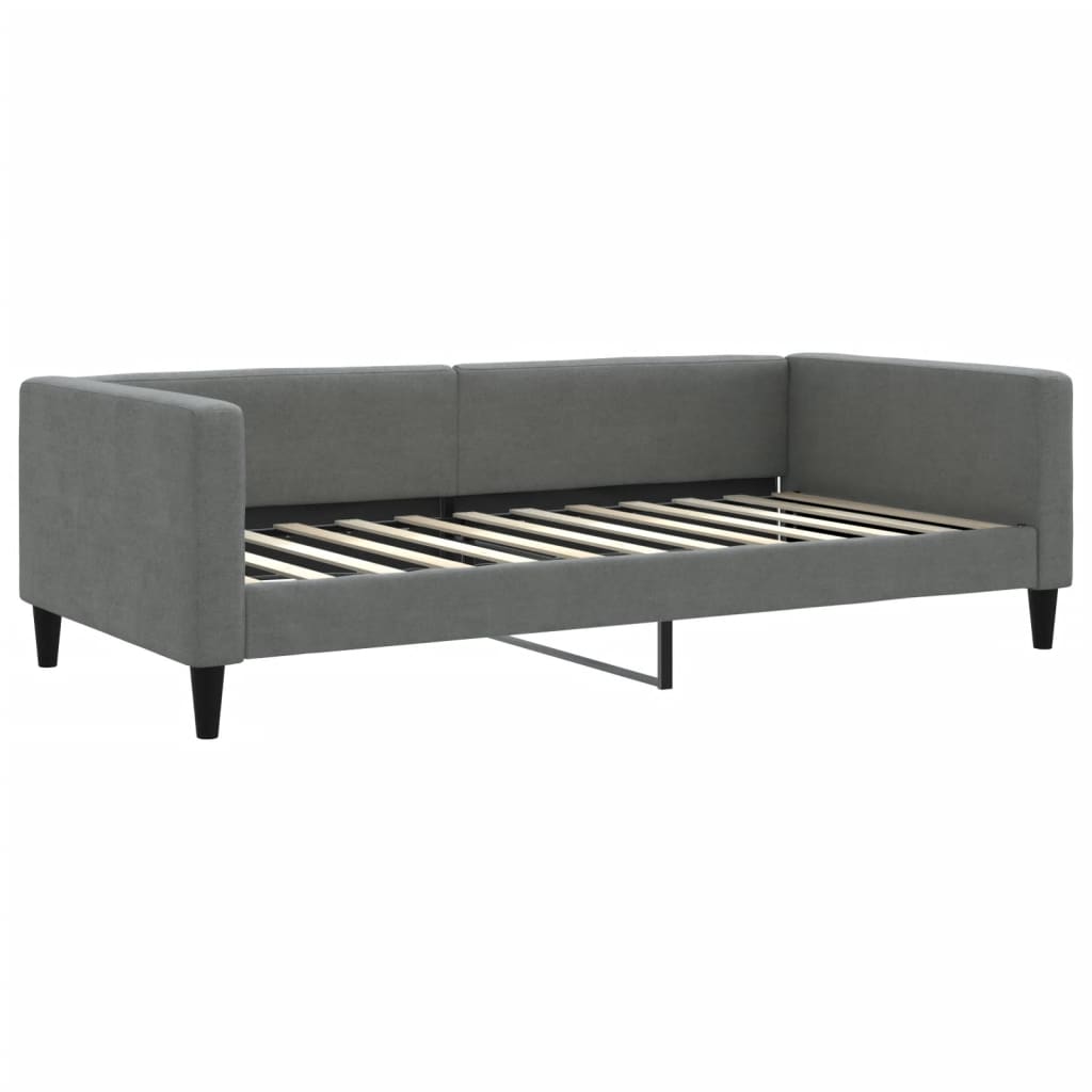 Dnevni krevet s madracem tamnosivi 100 x 200 cm od tkanine
