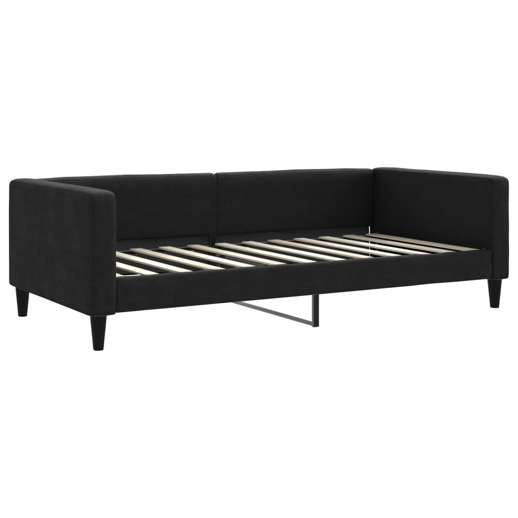 Dnevni krevet s madracem crni 100 x 200 cm od tkanine