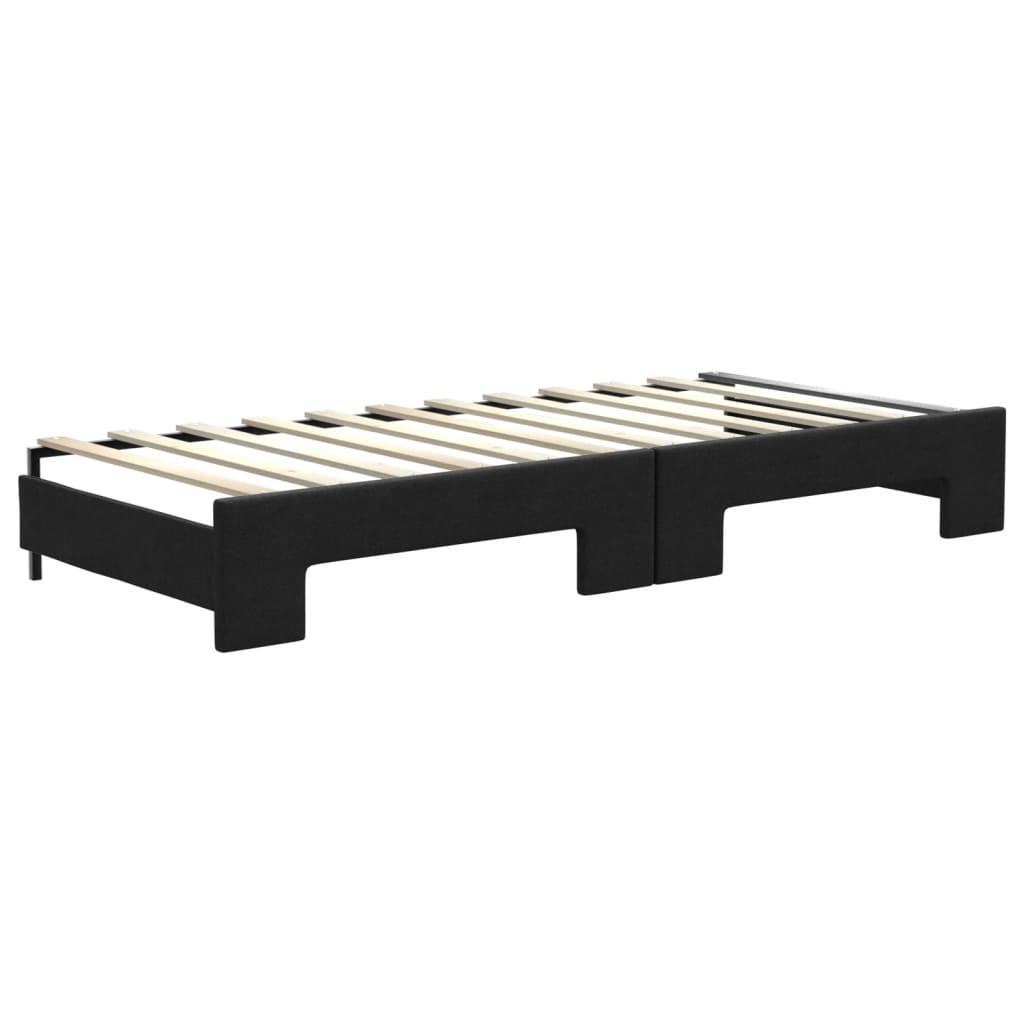 Dnevni krevet na razvlačenje s madracima crni 80x200 cm tkanina