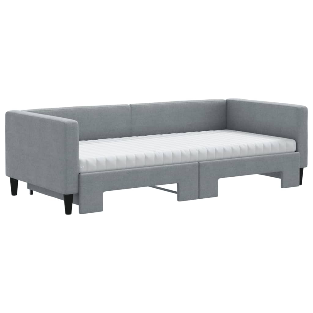 Dnevni krevet na razvlačenje svjetlosivi 90 x 190 cm od tkanine
