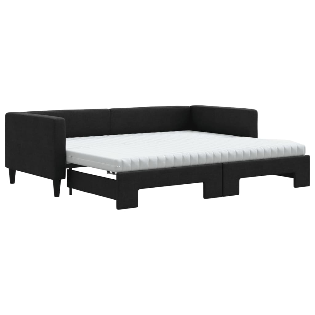 Dnevni krevet na razvlačenje crni 90 x 190 cm od tkanine