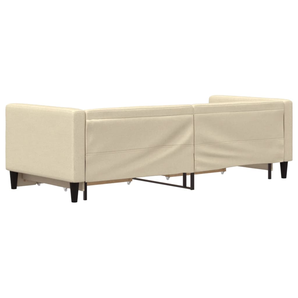 Dnevni krevet na razvlačenje s ladicama krem 80x200 cm tkanina