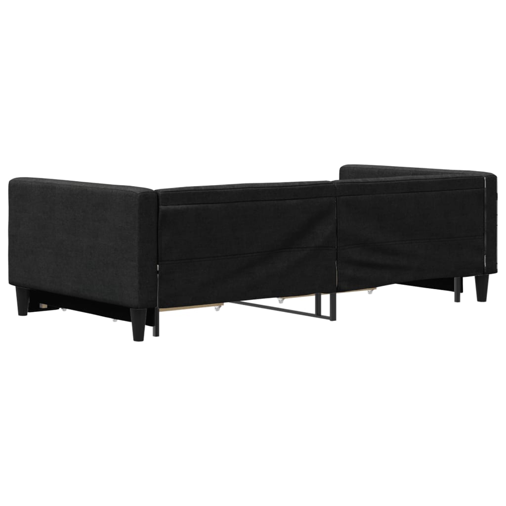 Dnevni krevet na razvlačenje s ladicama crni 100x200 cm tkanina