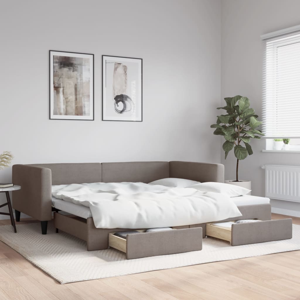 Dnevni krevet na razvlačenje smeđesivi 100 x 200 cm od tkanine