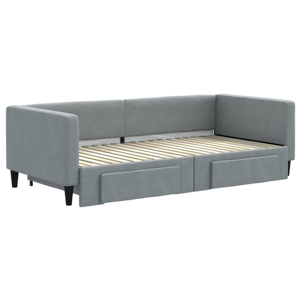 Dnevni krevet na razvlačenje svjetlosivi 90 x 190 cm od tkanine