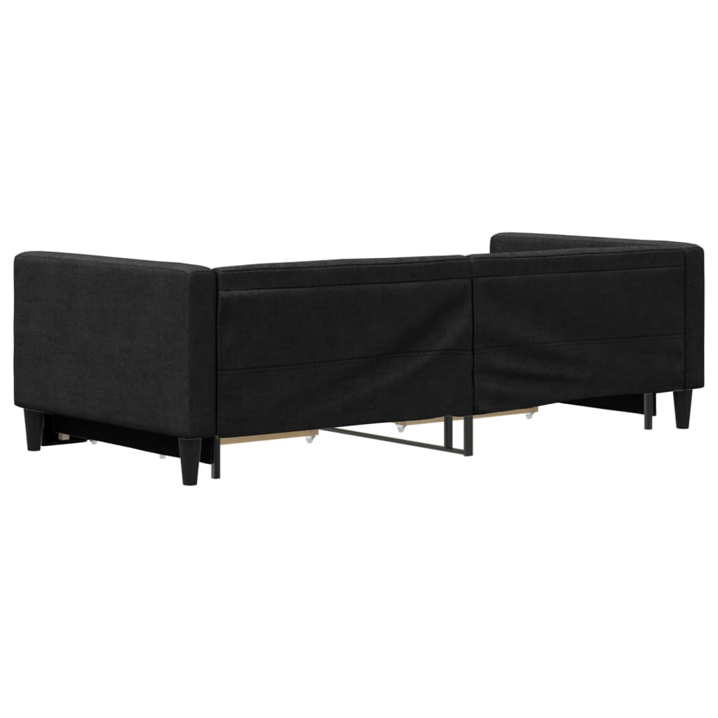 Dnevni krevet na razvlačenje s ladicama crni 90x190 cm tkanina