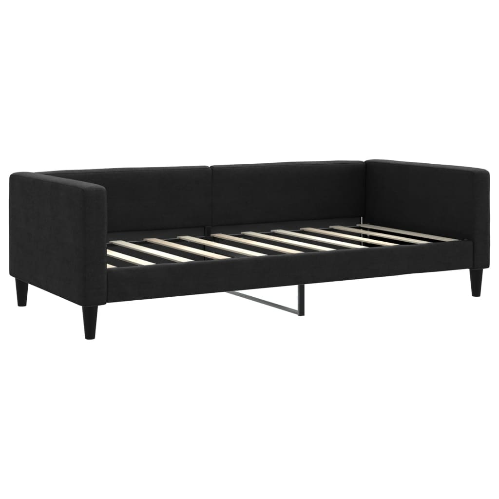 Dnevni krevet na razvlačenje s ladicama crni 90x190 cm tkanina