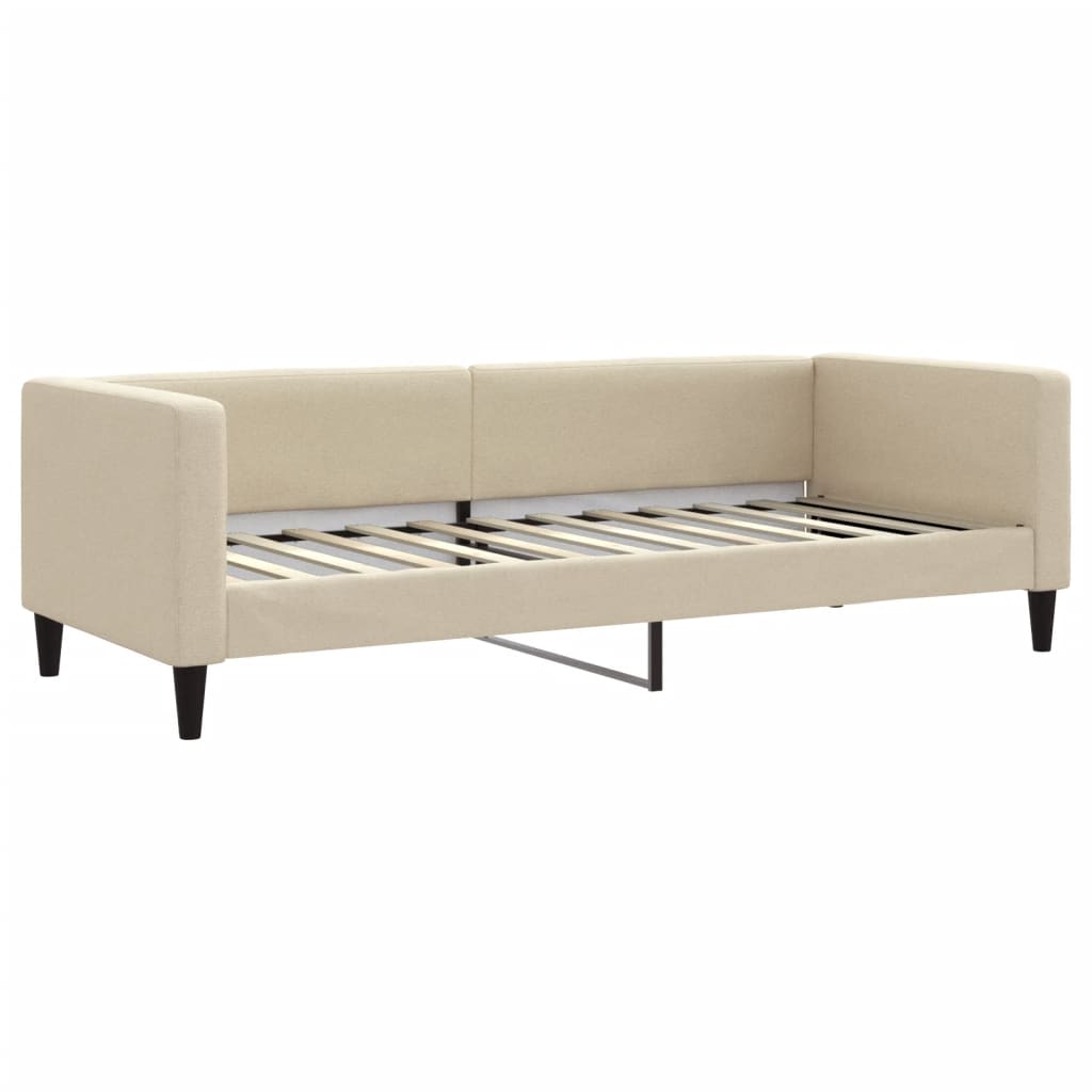Dnevni krevet na razvlačenje s ladicama krem 80x200 cm tkanina